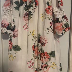 Sequin Hearts Floral Midi Dress - White and Red